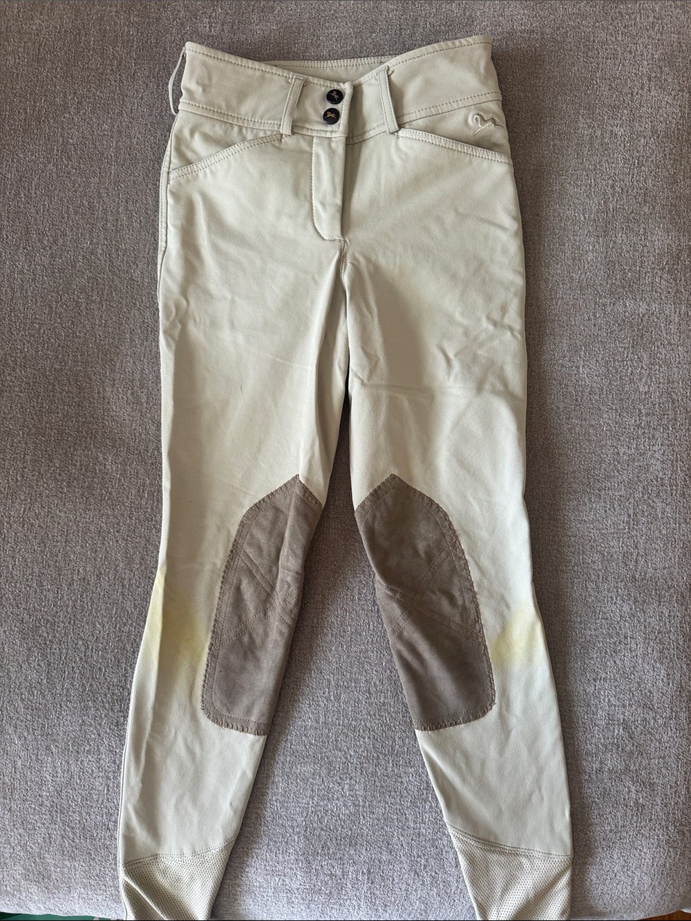 RJ Classics-YOUTH Beige Riding Breeches with Brown Knee Patches - size 10R